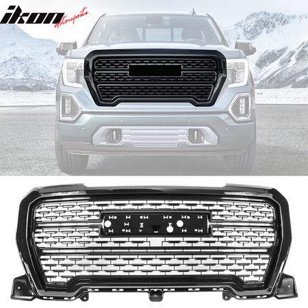 Fits 19-21 GMC Sierra 1500 Denali Style Upper Hood Grille Gloss Black