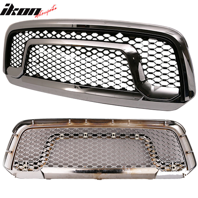 Fits 13-23 Dodge Ram 1500 & Classic Rebel Style Front Upper Grille Chrome ABS