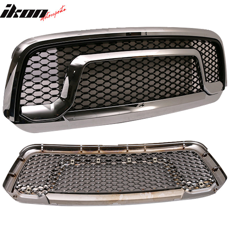 Fits 13-23 Dodge Ram 1500 & Classic Rebel Style Front Upper Grille Chrome ABS