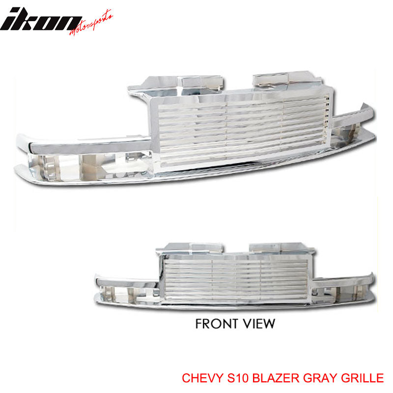 1998-2005 Chevy S10 Blazer Billet Horizontal Chrome Hood Grille ABS