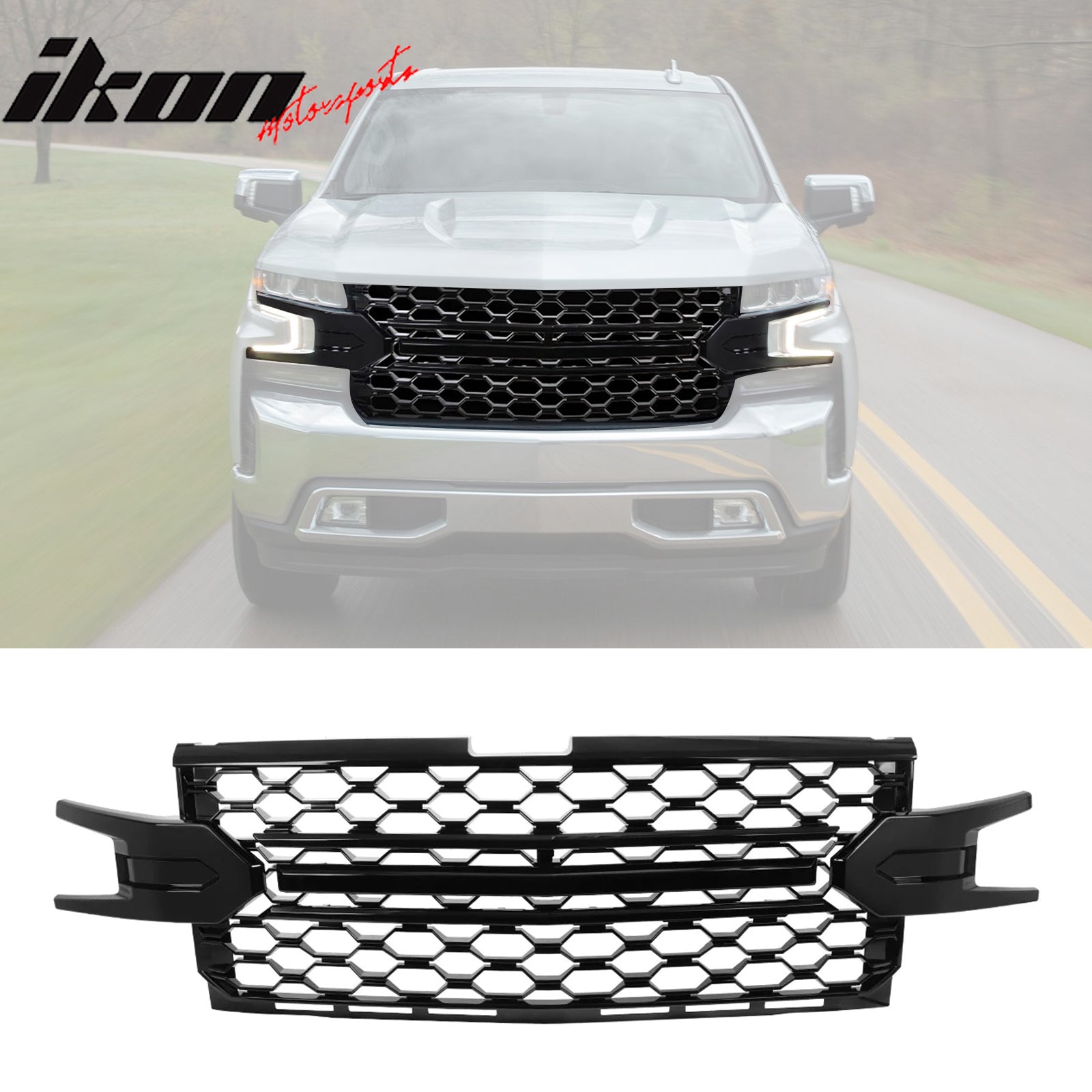 Fits 19-21 Chevy Silverado 1500 LT/LTZ/RST/High Country Black Front Grille