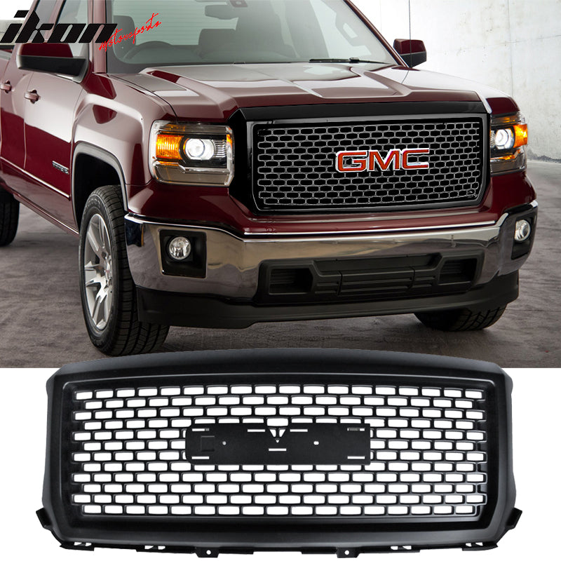 2014-2015 GMC Sierra 1500 Denali Black Front Bumper Hood Grille ABS