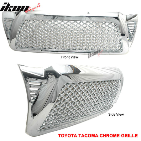 Fits 05-11 Tacoma Chrome Replacement Front Hood Bumper Mesh Grill Grille ABS