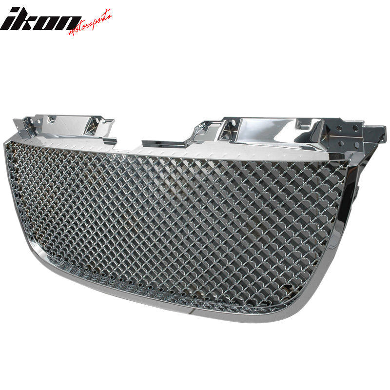 Grille Compatible With 2007-2014 GMC YUKON & YUKON XL1500 DENALI, B Style ABS ChromeFront Bumper Hood Grill by IKON MOTORSPORTS