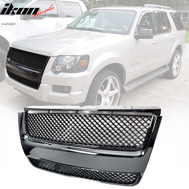 Fits 06-09 Ford Explorer Sport Trac Mesh Unpainted Hood Grille