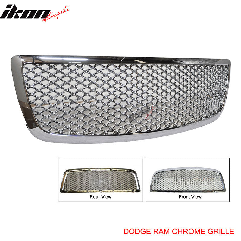 2009-2011 Dodge Ram Hood Grille Z Mesh Style ABS Chrome Plated Mesh