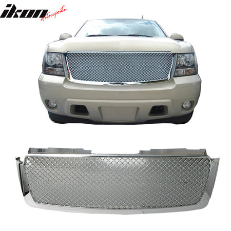 Fits 07-14 Tahoe Suburban Avalanche Mesh Chrome Bumper Cover Hood Grille Grill