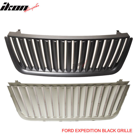 Fit 03-06 Ford Expedition Front Upper Vertical Billet Grille Unpainted Black ABS