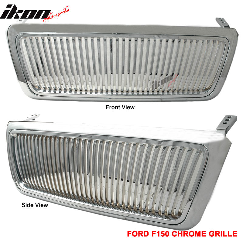 2004-2008 F150 F-150 Pickup Front Bumper Hood Chrome Vertical Grille