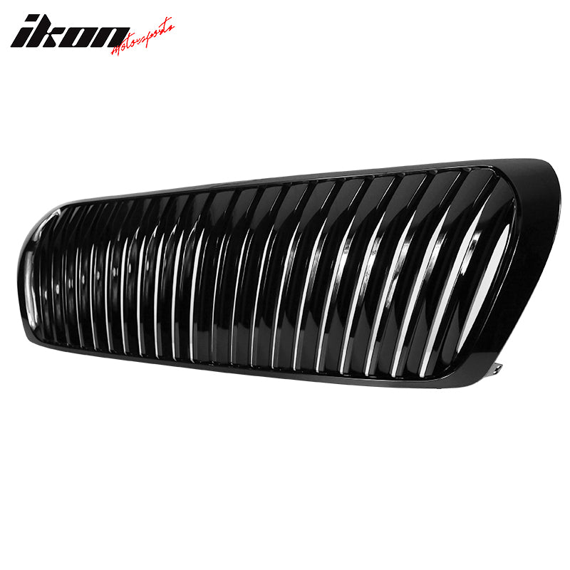 IKON MOTORSPORTS, Front Grille Compatible With 2008-2012 Toyota Land Cruiser, Front Bumper Grill Grille Hood Z Style Gloss Black, 2009 2010 2011