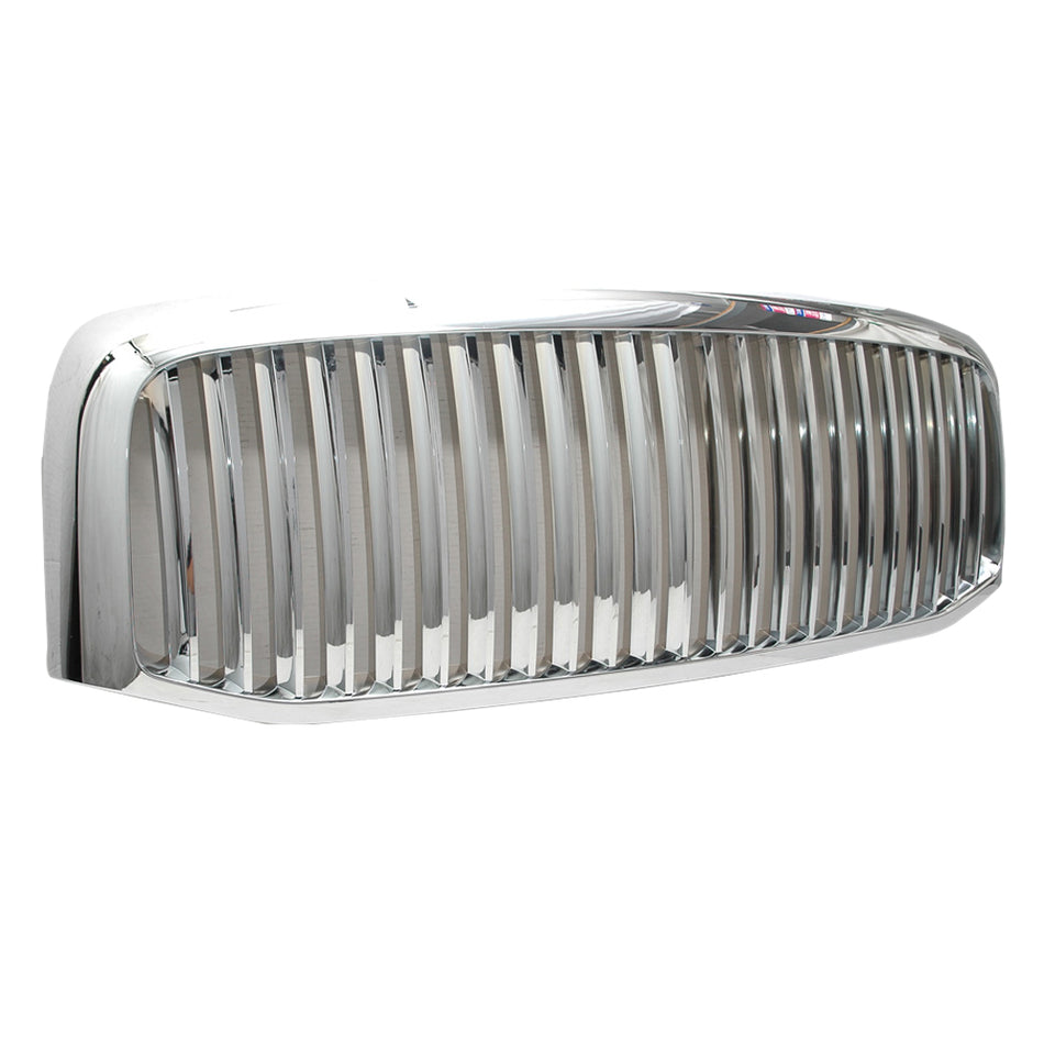 Grille Compatible With 2006-2010 Dodge Ram 1500 2500 3500, Vertical Style ABS Chrome Front Bumper Hood Grill by IKON MOTORSPORTS, 2007 2008 2009