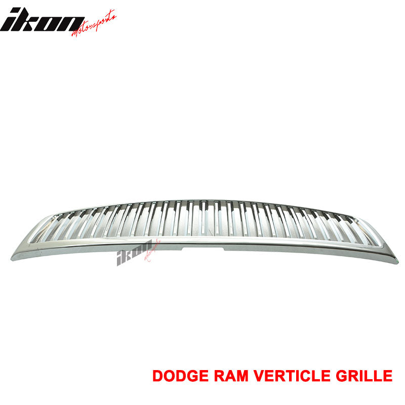 Fits 94-02 Dodge Ram 1500 2500 3500 Chrome Vertical Grille Unpainted