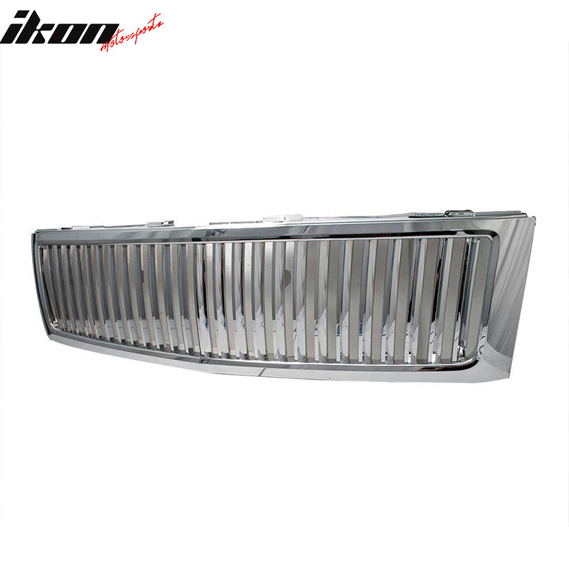 Fits 07-13 Chevy Silverado 1500 Front Vertical Grill Hood Grille Chrome ABS