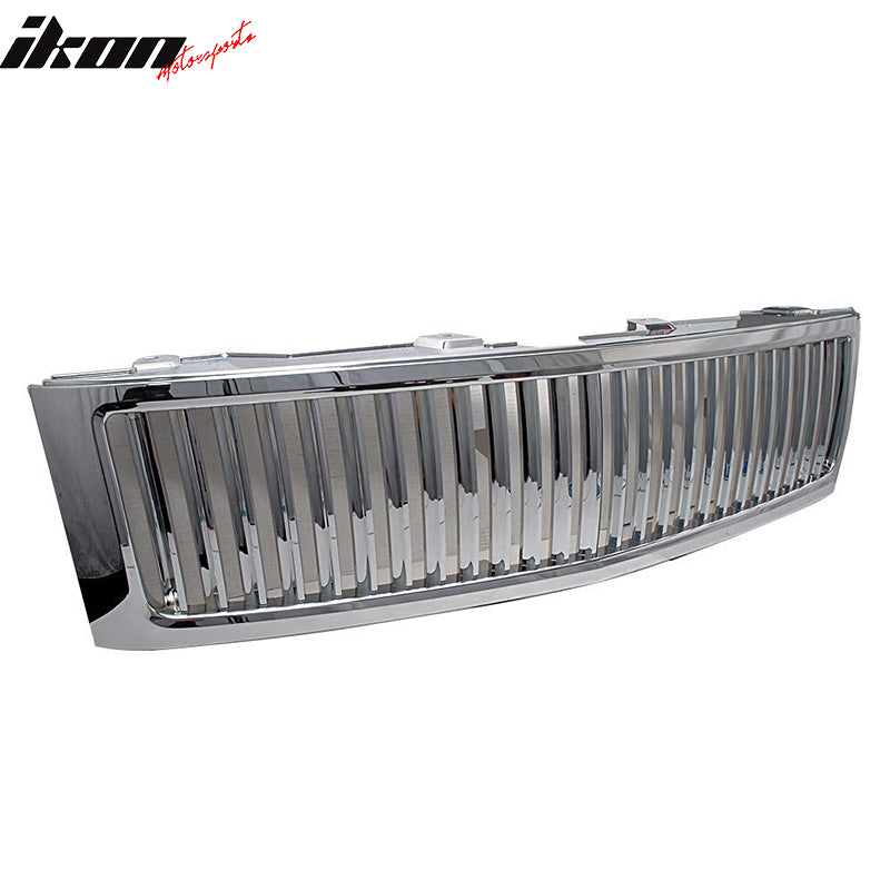 Fits 07-13 Chevy Silverado 1500 Front Vertical Grill Hood Grille Chrome ABS