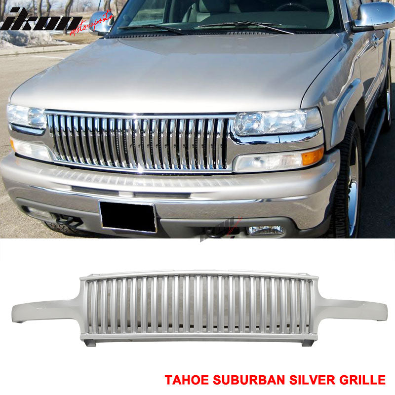 2000-2006 Tahoe Suburban Front Hood Bumper Grille Guard ABS Silver