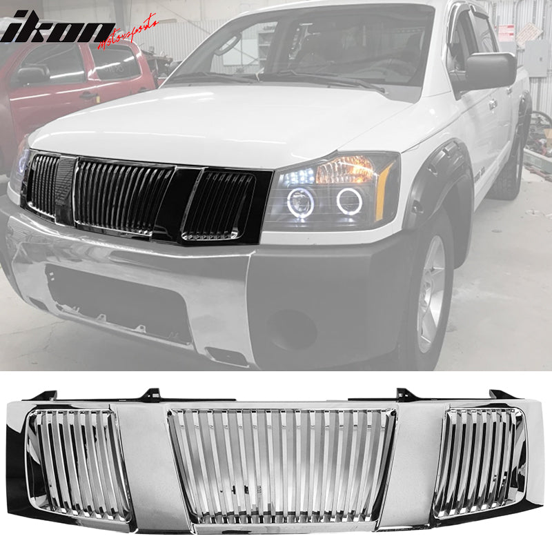 Fits 04-07 Nissan Titan Armada Chrome Vertical Hood Grille