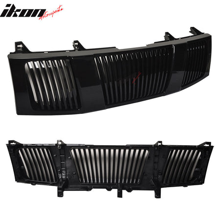 Grille Compatible With 2004-2007 NISSAN TITAN & 2005-2007 NISSAN ARMADA, Vertical Style ABS Black Front Bumper Hood Grill by IKON MOTORSPORTS, 2005 2006