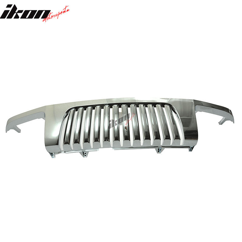 Grille Compatible With 2002-2004 NISSAN XTERRA, Vertical Style ABS Chrome Front Bumper Hood Grill by IKON MOTORSPORTS