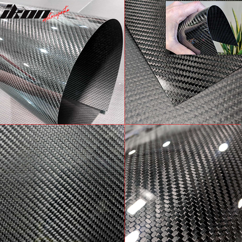 Carbon Fiber (CF) Sheet Plate Panel 3K Plain Weave 1.0mm Thickness (9.7 X 24 Inches) by IKON MOTORSPORTS