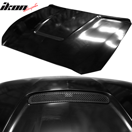 Fits 15-17 Ford Mustang GT-350 Style Aluminum Front Hood Scoop Unpainted Black