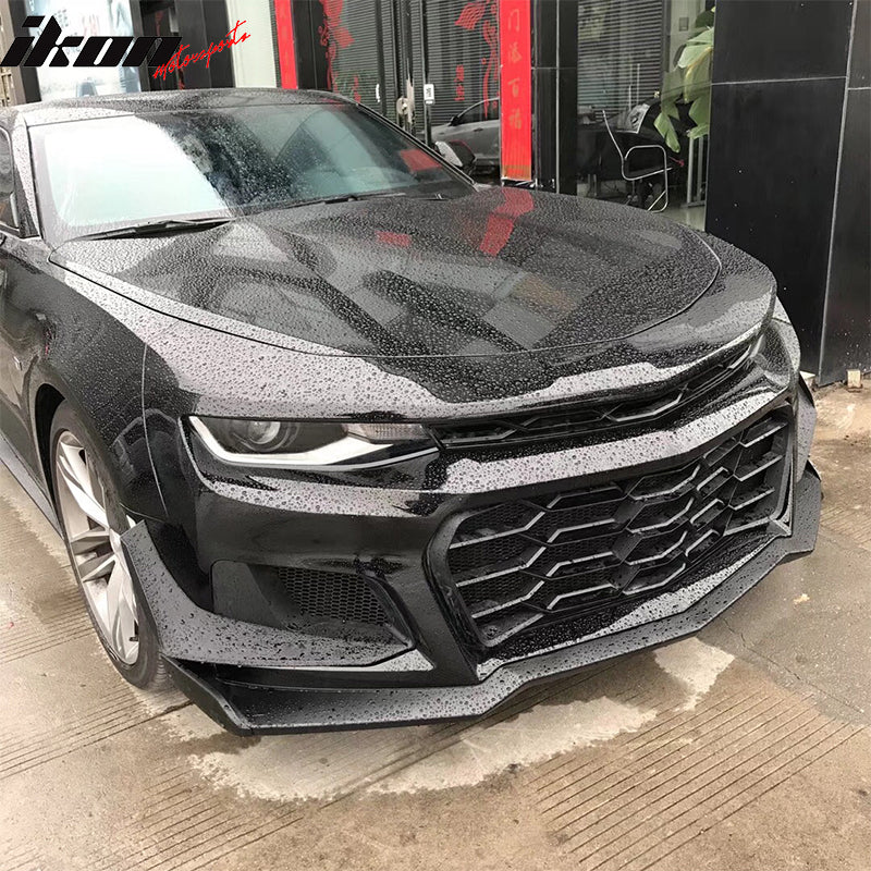 Grille Compatible With 2016-2024 Chevy Camaro, ZL1 1LE Style Front Bumper Upper Grille Black PP by IKON MOTORSPORTS