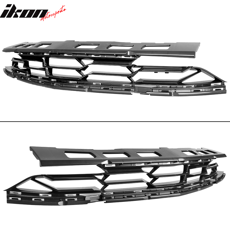 IKON MOTORSPORTS Front Upper Grille, Compatible With 2019-2024 Chevrolet Camaro SS Models, OE Style ABS Plastic Add On Front Bumper Upper Grille Grill Guard Replacement