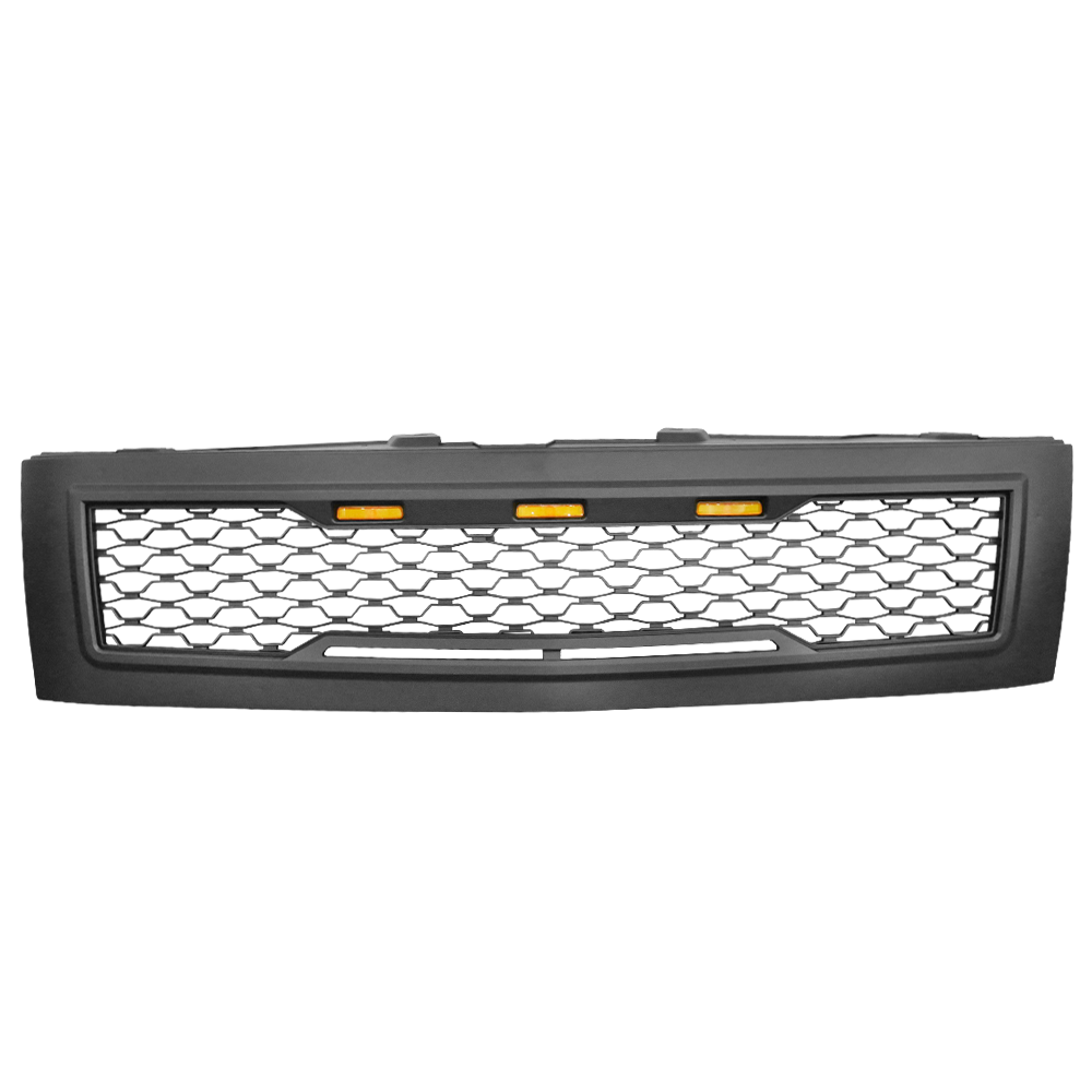 Fits 07-13 Chevy Silverado 1500 Front Bumper Hood Mesh Grille - Gloss Black