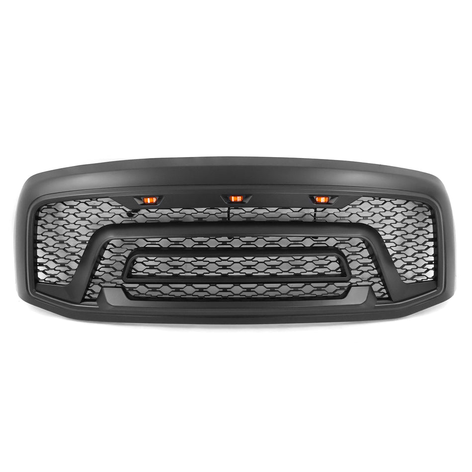 IKON MOTORSPORTS, Grille Guard with Signal Lights Compatible With 2006-2008 Dodge Ram 1500; 2006-2009 Ram 2500 3500