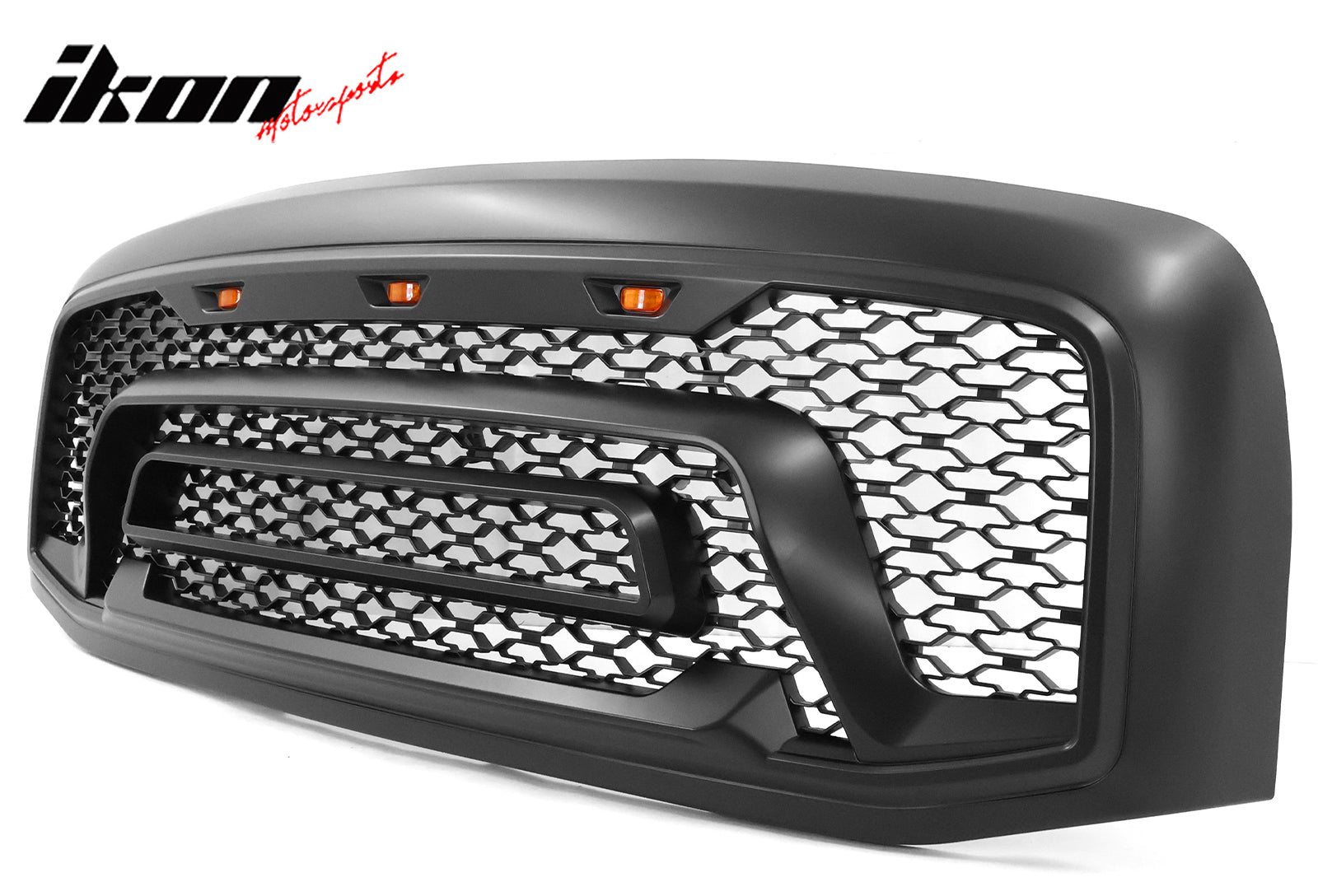 IKON MOTORSPORTS, Grille Guard with Signal Lights Compatible With 2006-2008 Dodge Ram 1500; 2006-2009 Ram 2500 3500