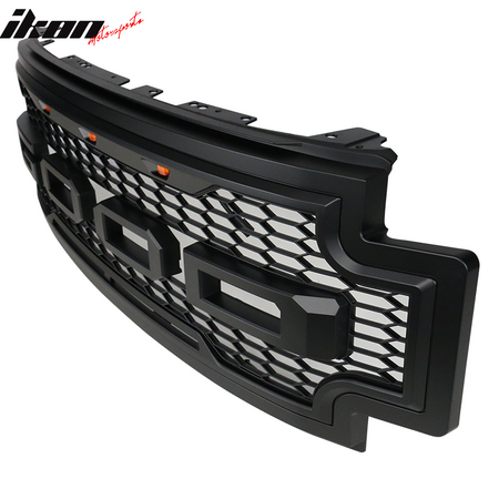 Fits 17-19 Ford F-250 F-350 R Style Front Bumper Hood Grill Grille Matte Black