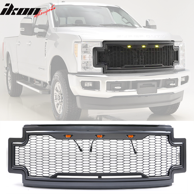 2017-2019 Ford F250 F350 LED Honeycomb Mesh Front Bumper Grille Hood