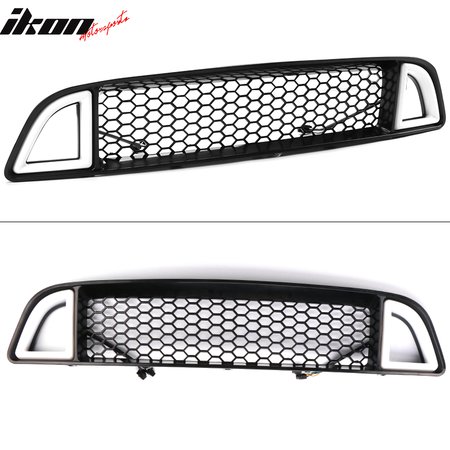 Fits 13-14 Ford Mustang Non-Shelby Front Upper LED Light Grille Honeycomb Grill