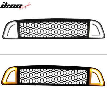 Fits 13-14 Ford Mustang Non-Shelby Front Upper LED Light Grille Honeycomb Grill