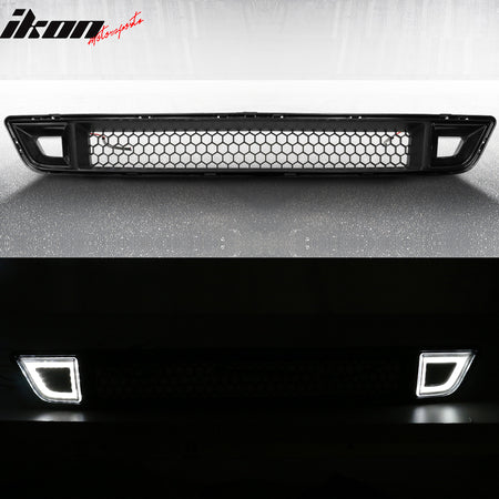 Fits 15-17 Ford Mustang IKON Style Front Lower Grille With Smoked DRL LED Light