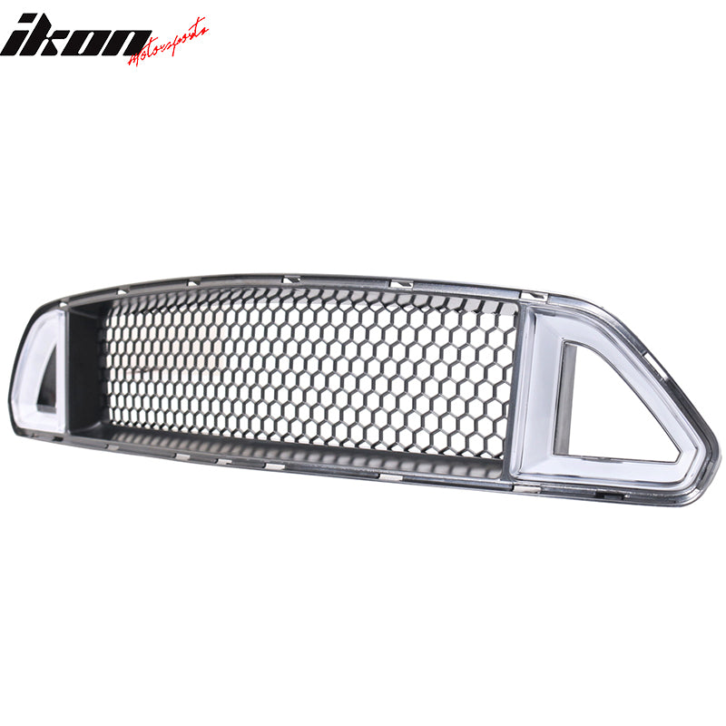 Fits 15-17 Mustang Front Hood Upper Grille White DRL LED With Amber Turn Signal