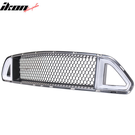 Fits 15-17 Mustang Front Hood Upper Grille White DRL LED With Amber Turn Signal