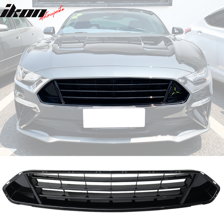 IKON MOTORSPORTS Grille Compatible With 2018-2022 Ford Mustang, Front Upper Grid Grill ABS