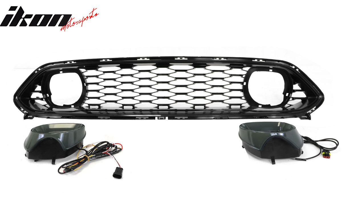 For 21-23 Ford Mustang Mach 1 ABS Front Upper Mesh Grille W/ DRL LED Signal Lamp