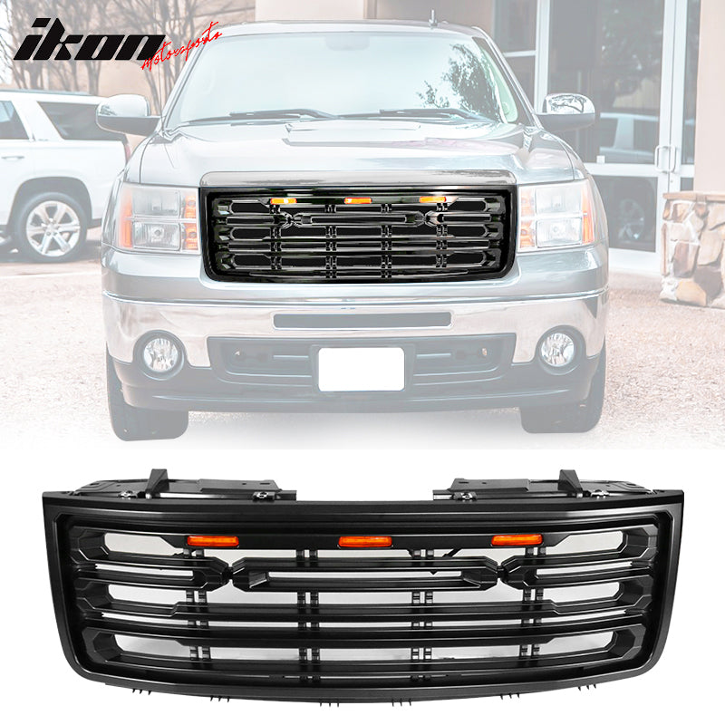 Fits 07-13 GMC Sierra 1500 Front Bumper Hood Grille Matte Black