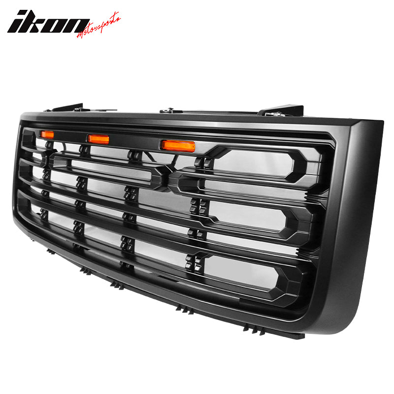 Fits 07-13 GMC Sierra 1500 Front Bumper Hood Grille Matte Black