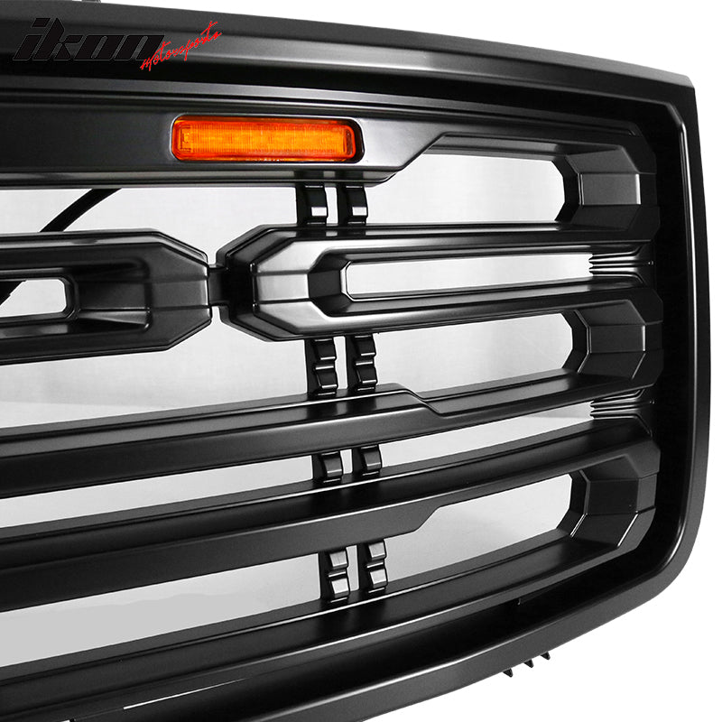 Fits 07-13 GMC Sierra 1500 Front Bumper Hood Grille Matte Black