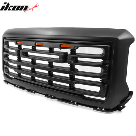 IKON MOTORSPORTS, Front Grille Compatible With 2014-2015 GMC Sierra 1500 Front Bumper Grille Matte Black