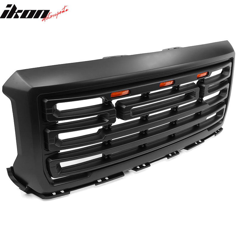 Fit 14-15 GMC Sierra 1500 Front Bumper Hood Grille Grill Replacement Matte Black