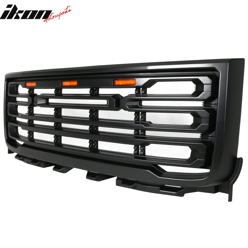 Fits 11-14 GMC Sierra 2500 3500 Front Bumper Hood Grille Gloss Black