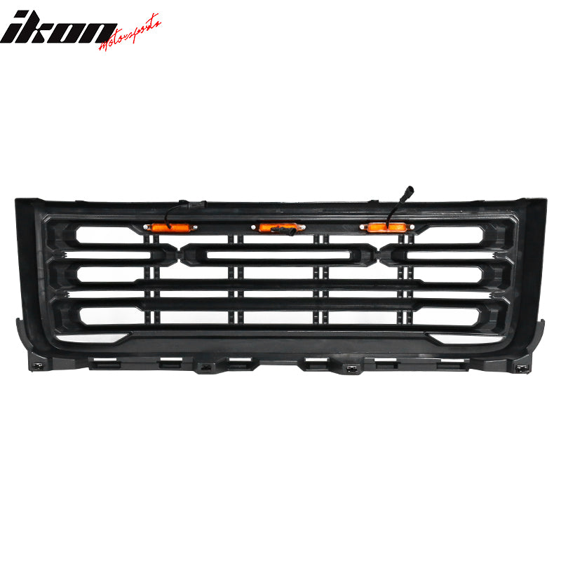 Fits 11-14 GMC Sierra 2500 3500 Front Bumper Hood Grille Gloss Black