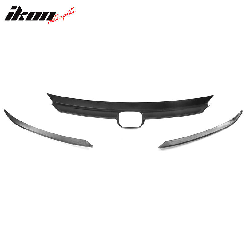 Fits 21-22 Honda Accord OE Style Front Hood Bonnet Grille Trim Gloss Black 3PCS