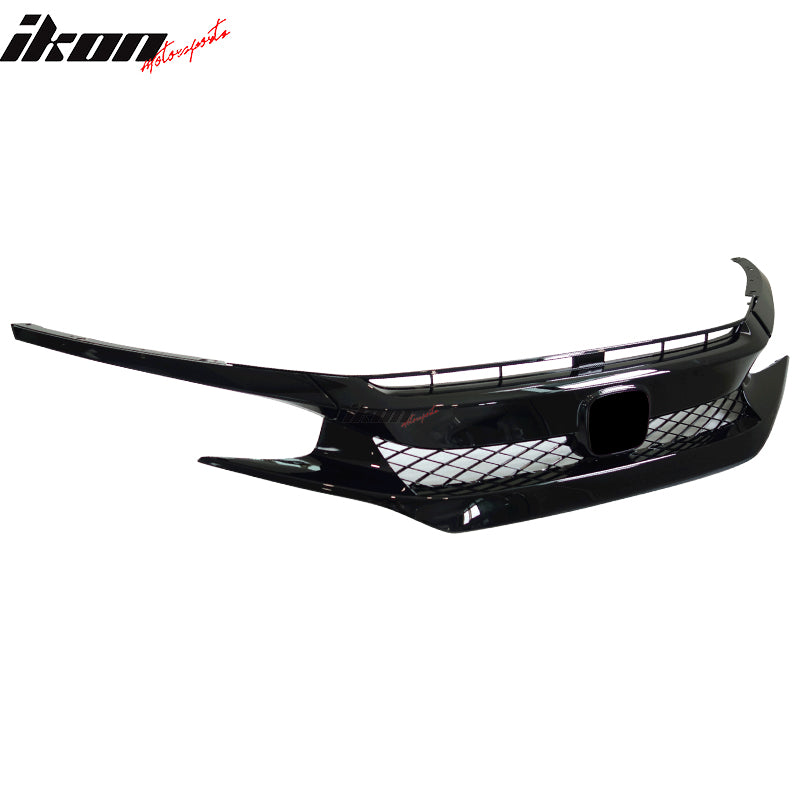 Fit 16-21 Honda Civic 10th Gen FK8 Type R T-R Style Front Grille ABS Gloss Black