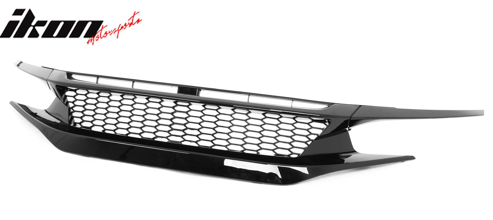 Fits 19-21 Honda Civic Sedan Honeycomb Gloss Black Front Bumper Upper Grille ABS