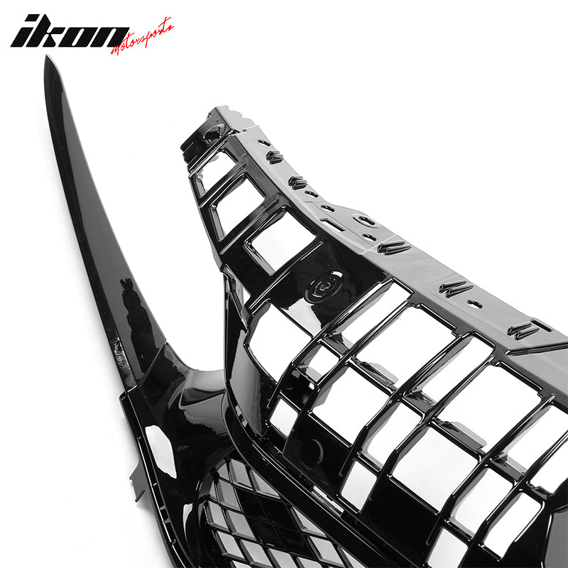 Fits 22-24 Honda Civic Base Sedan Rock Style Front Upper Grille Gloss Black ABS