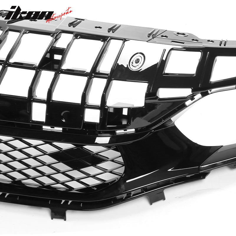 Fits 22-24 Honda Civic Base Sedan Rock Style Front Upper Grille Gloss Black ABS